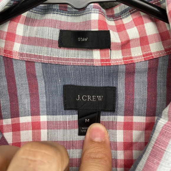 J. Crew Mens Medium Baird McNutt Irish Linen Cotton Plaid Button Down Shirt‎ - Picture 2 of 9